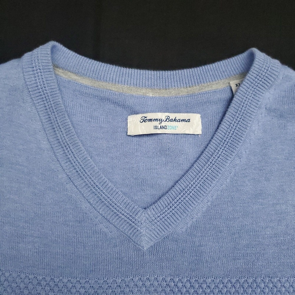 Tommy Bahama Sweater Mens XLarge Blue Island Zone V Neck Long‎ Sleeves Pullover - Picture 7 of 16
